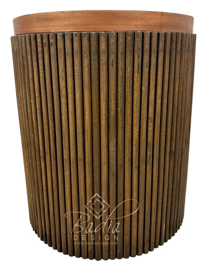 Wooden Side Table with Round Sunburst Top