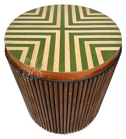 Green Moroccan cylindrical side table