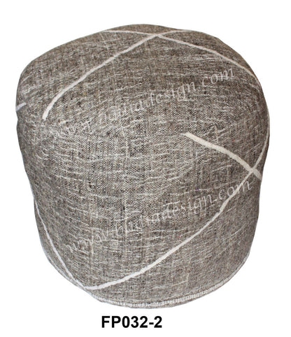 Multi-Color Wool Embroidered Fabric Pouf