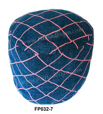 Multi-Color Wool Embroidered Fabric Pouf