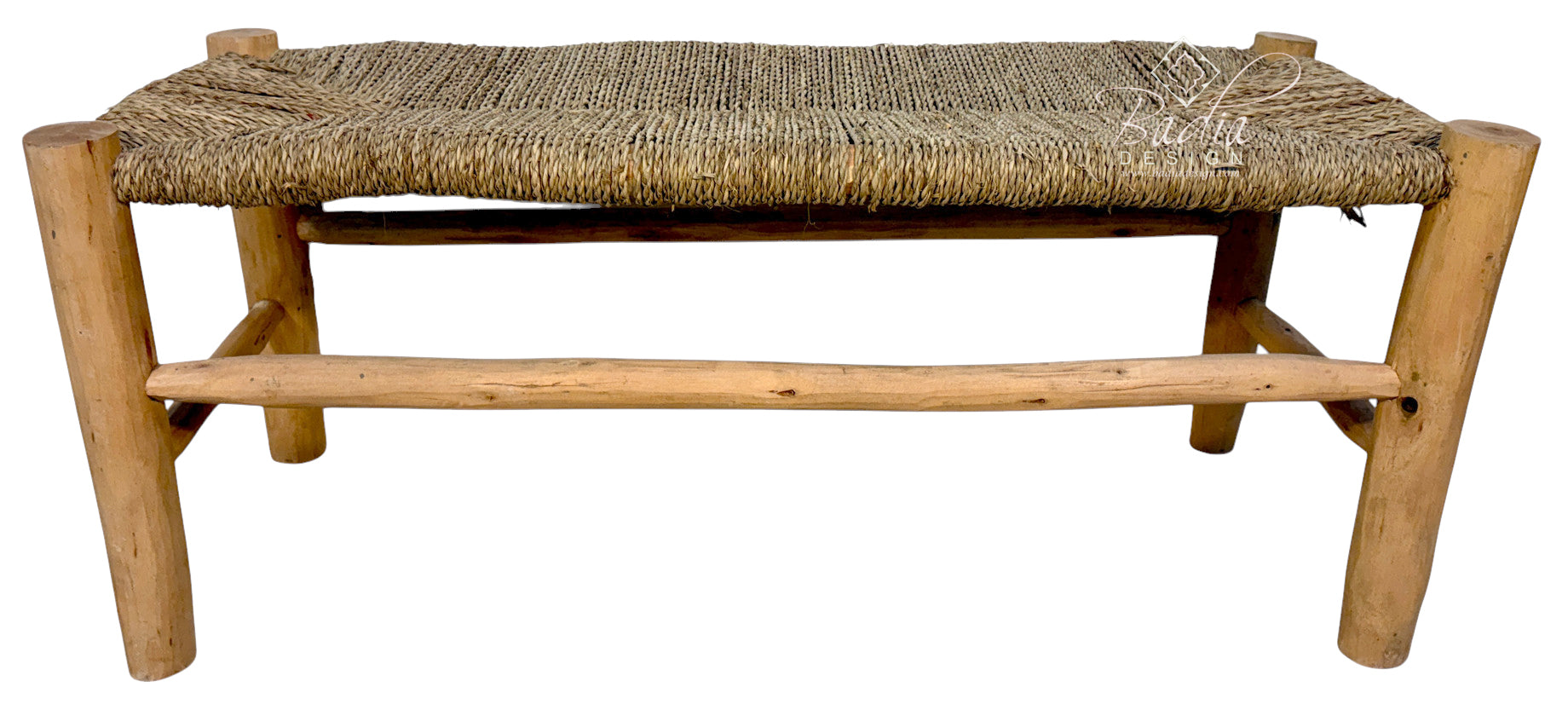 Woven Rope Accent Bench with Natural Wood Frame