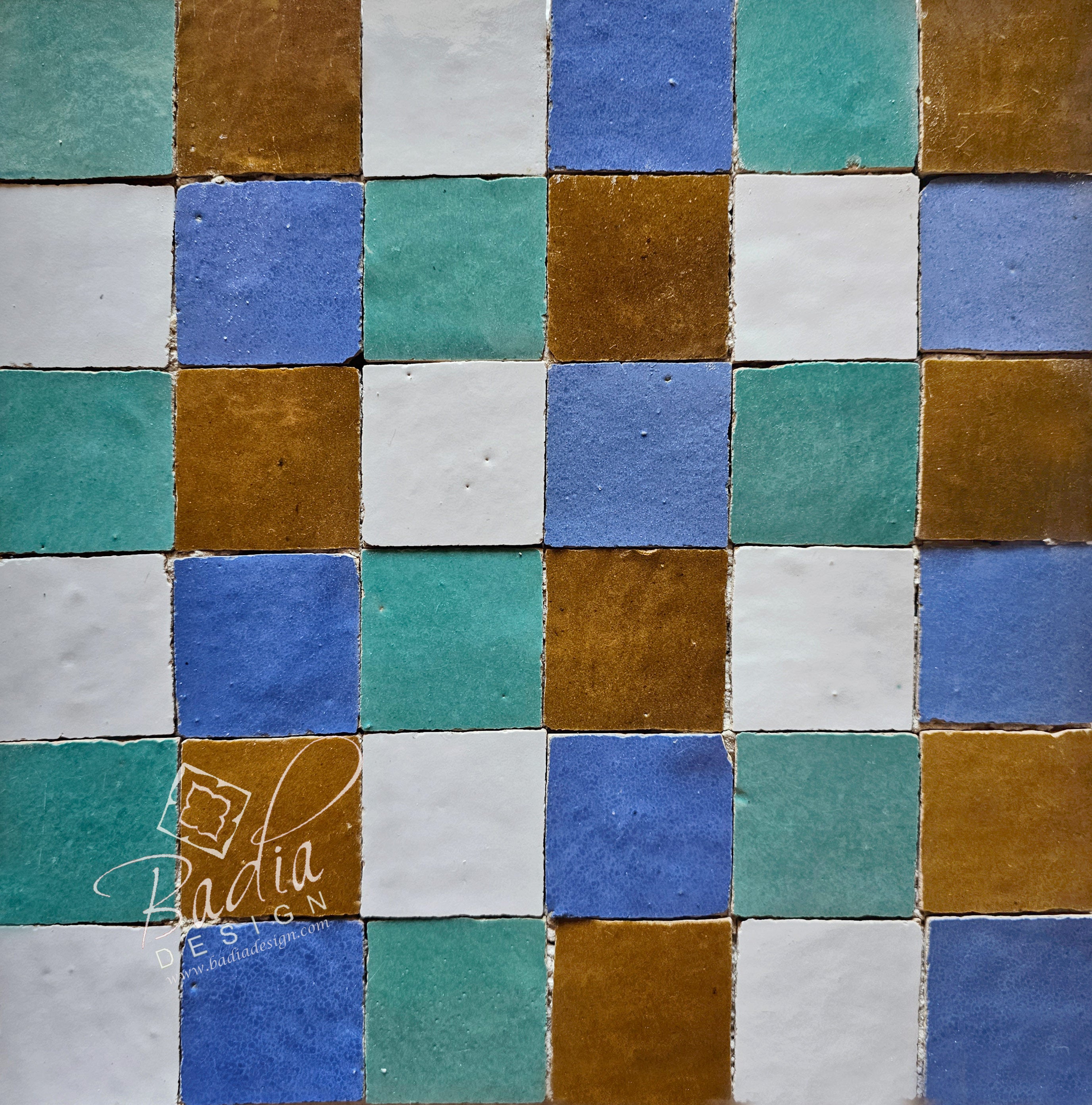 Multi-Color Checkered Glazed Zellige Tile - TM131