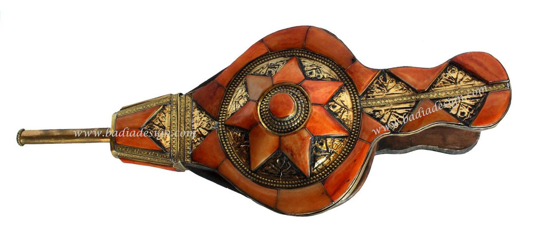 Moroccan Metal and Bone Inlay Air Blower