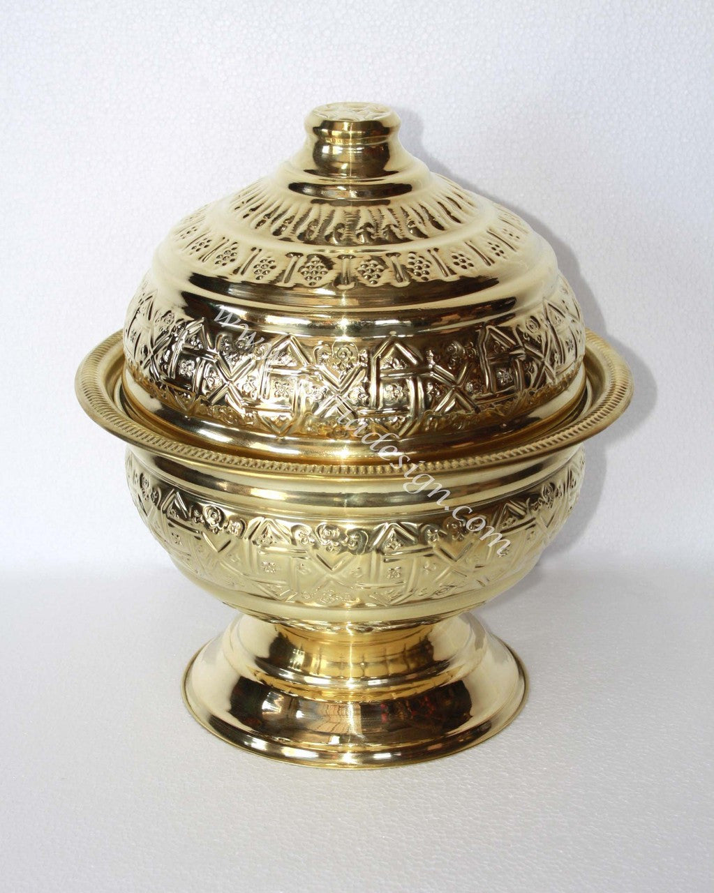 Handcrafted Moroccan Brass Plated Bowl with Lid