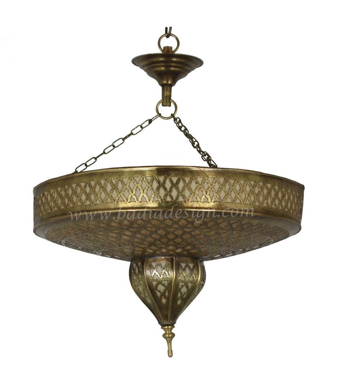 Brass Moroccan Chandelier with Soft White Film Paper