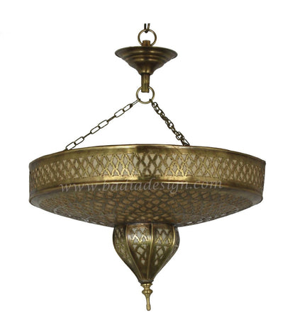 Brass Moroccan Chandelier with Soft White Film Paper