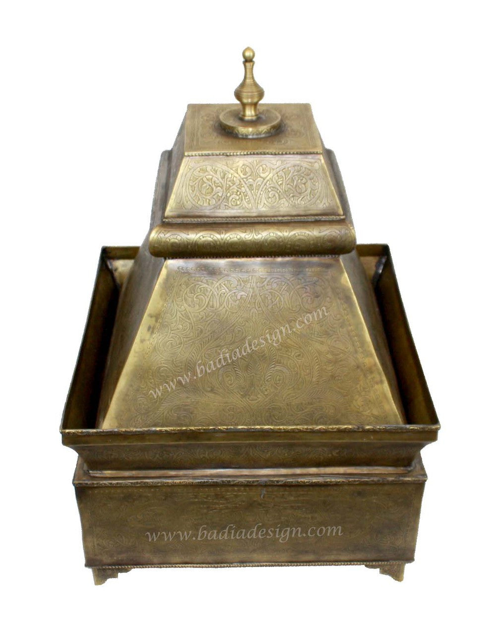 Bronze decorative box with lid on a white background