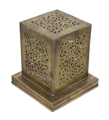 Hand-Punched Moroccan Brass Tabletop Lamp