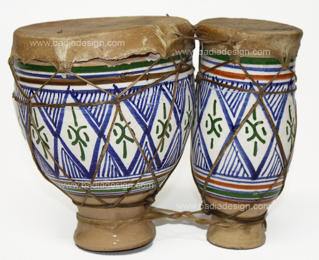 Hand Painted Moroccan Ceramic Drum