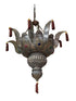 Moroccan Silver Hanging Chandelier with Multi-Color Glass Details