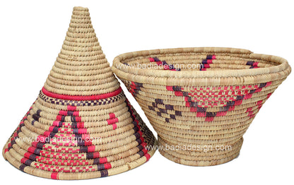 Moroccan Handmade Raffia Tajine with lid off