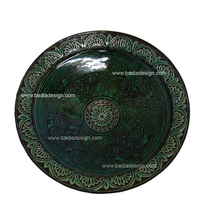 Hand Painted Carved Ceramic Plate