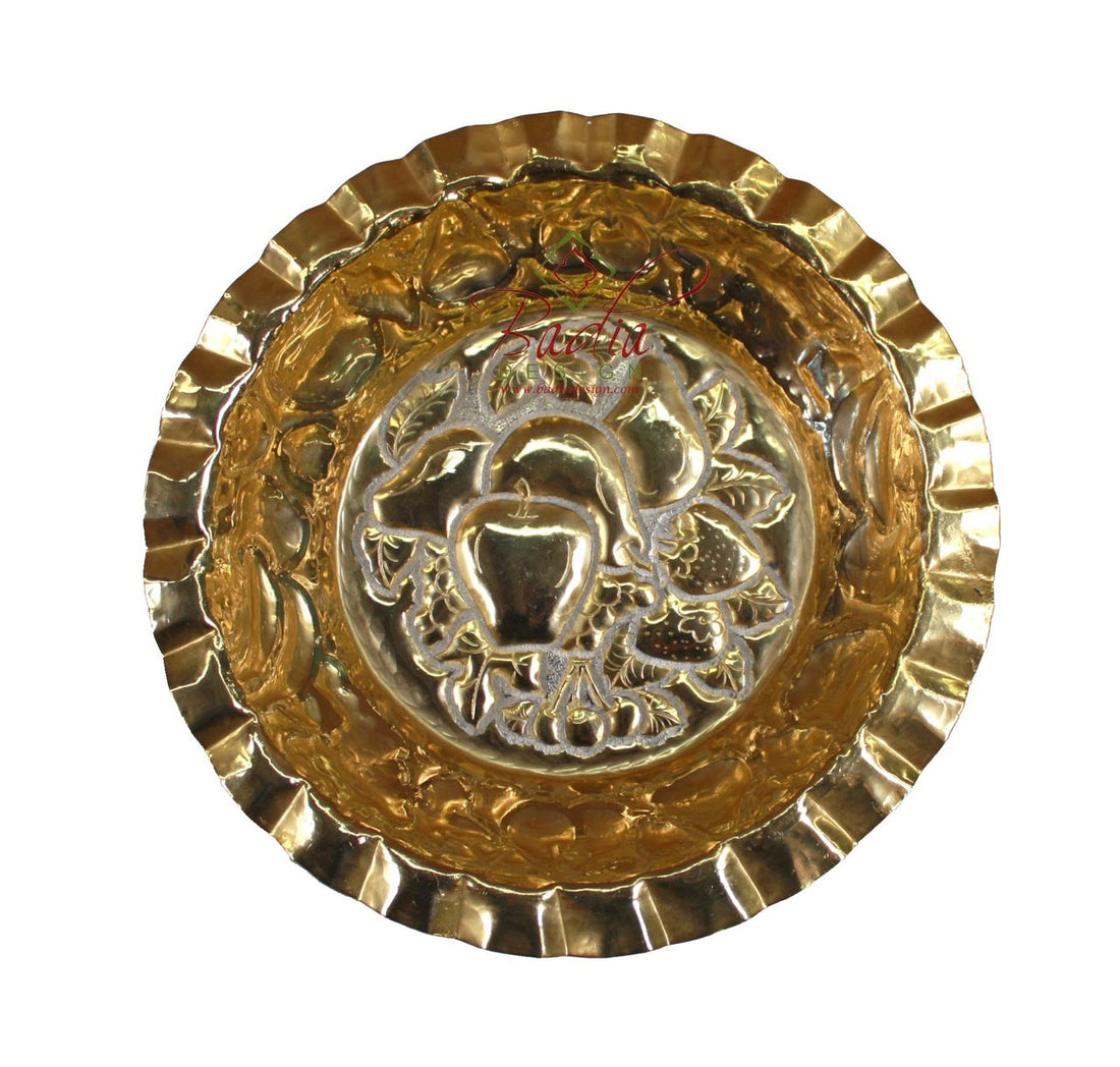 Round Engraved Moroccan Brass Bowl