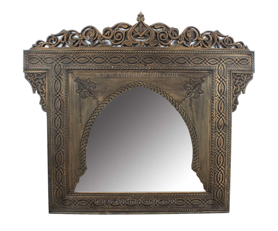 Moroccan Hand Carved Wooden Mirror