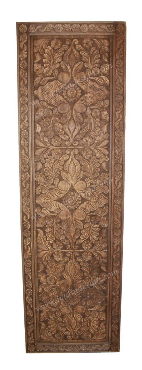 Moroccan Light Stained Hand Carved Wooden Panel