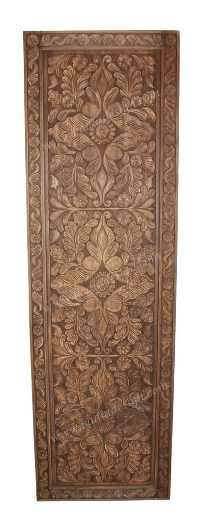 Moroccan Light Stained Hand Carved Wooden Panel