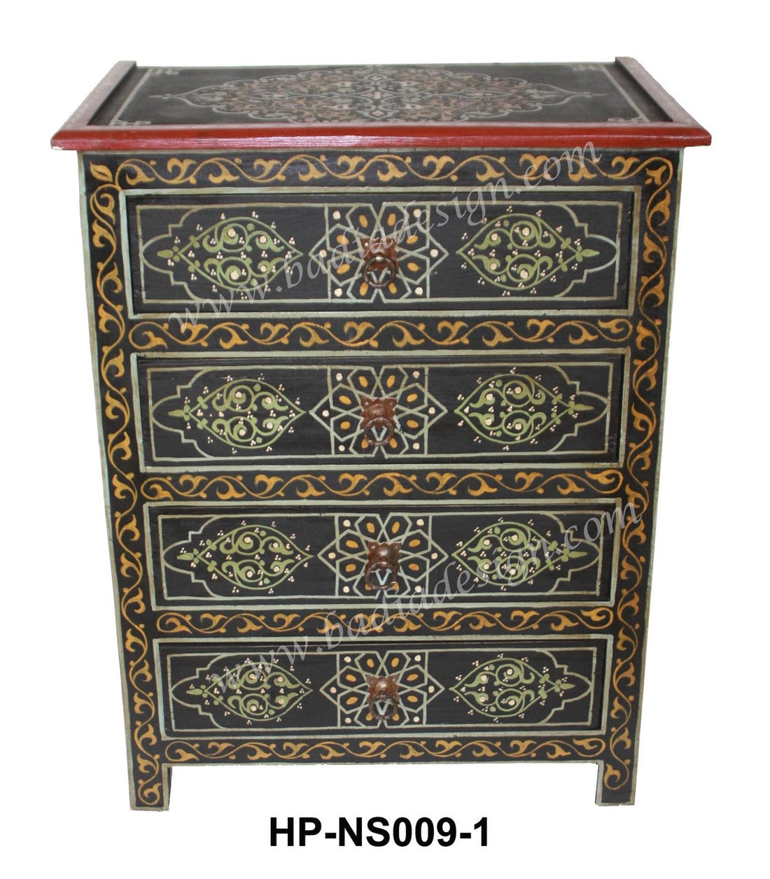 Carved Cedar Hand Painted Cabinet