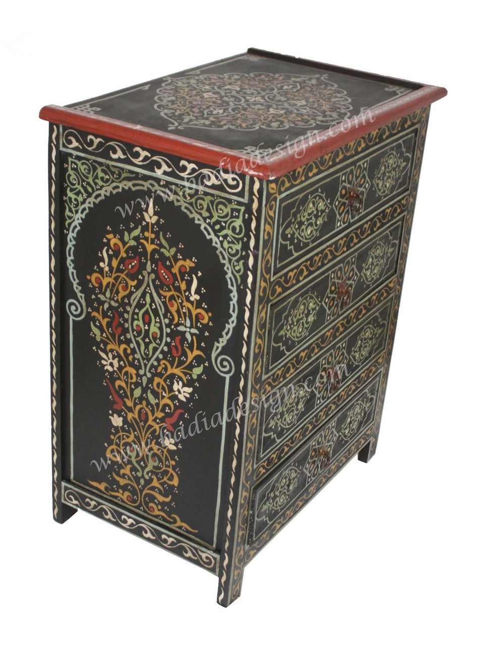 Carved Cedar Hand Painted Cabinet