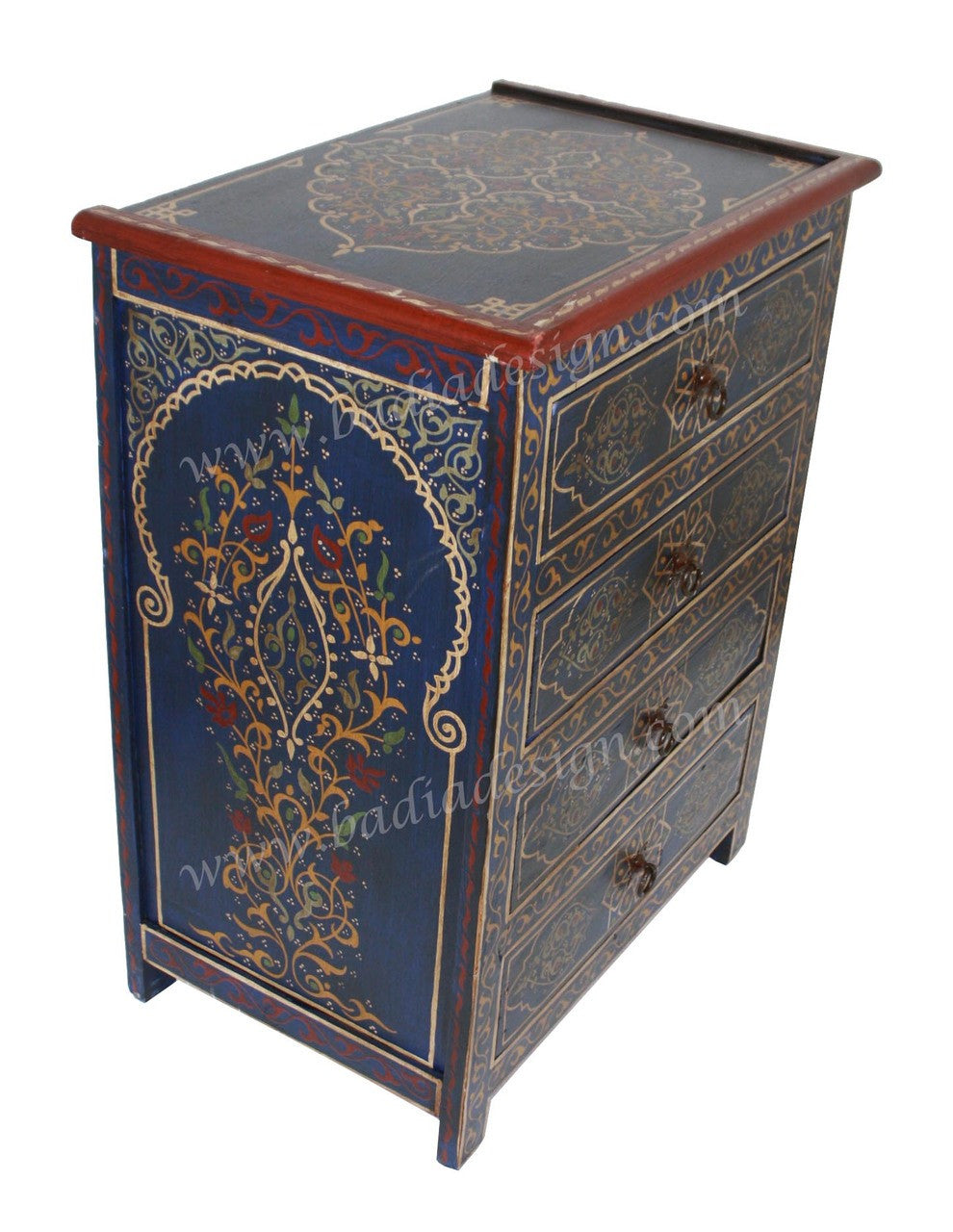 Carved Cedar Hand Painted Cabinet