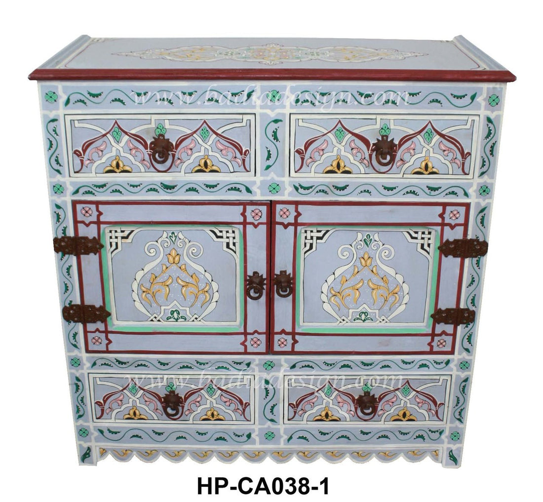Moroccan Hand Painted Wooden Cabinet