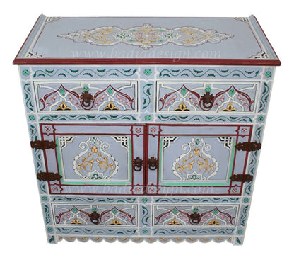 Moroccan Hand Painted Wooden Cabinet