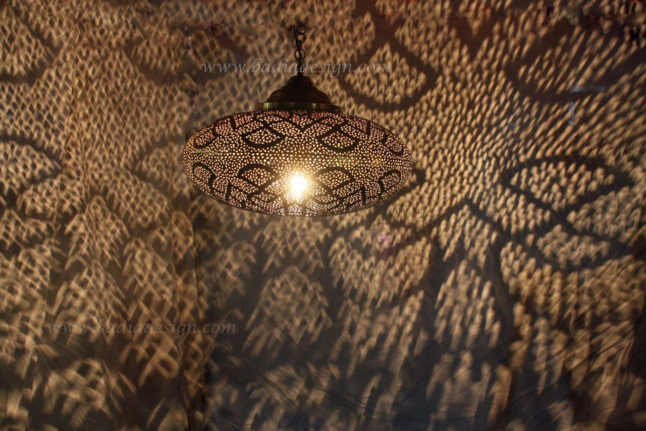 Hand Punched Hanging Brass Lantern