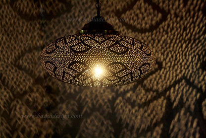 Hand Punched Hanging Brass Lantern