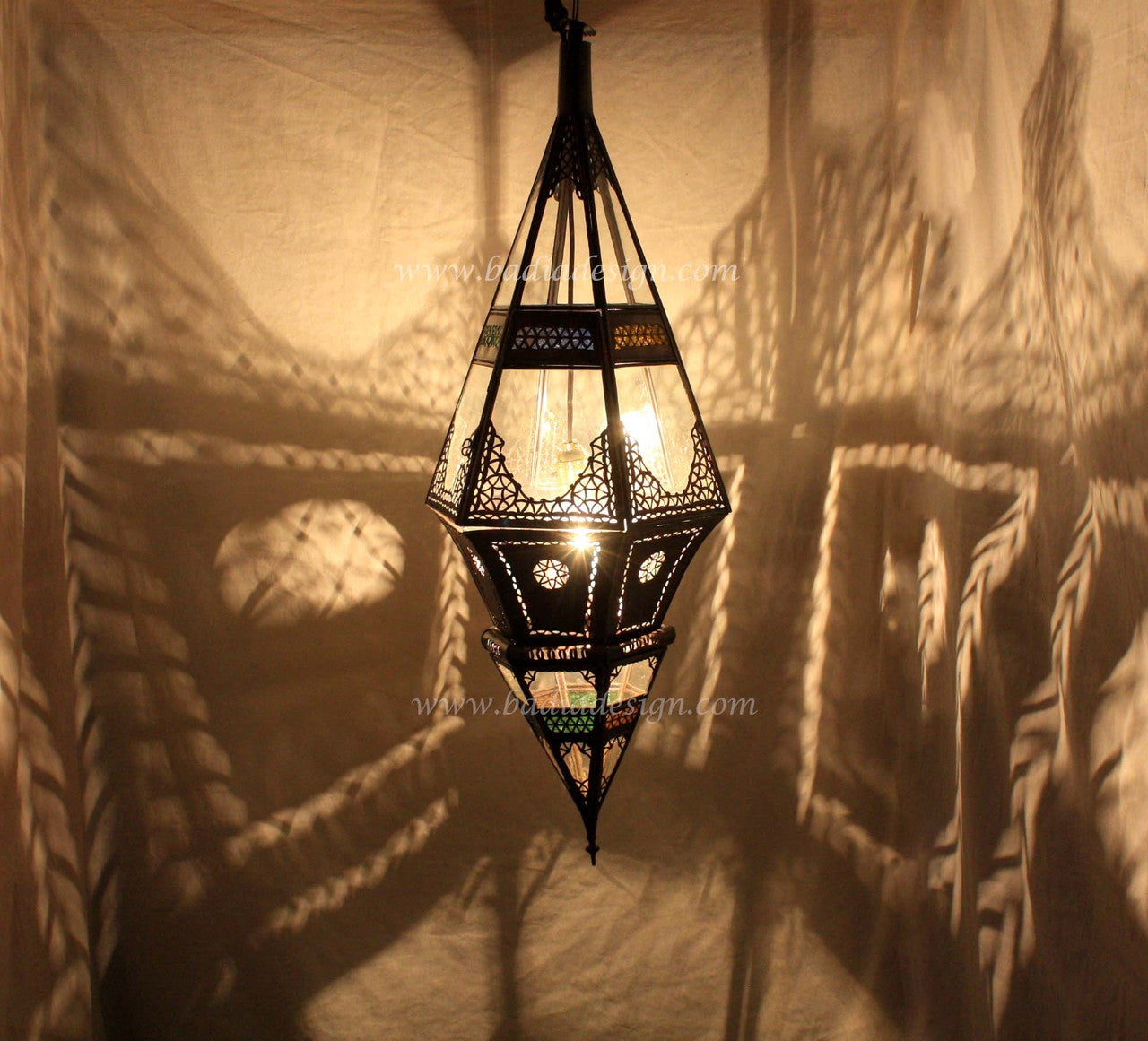 Hanging Lantern with Multi Color Glass