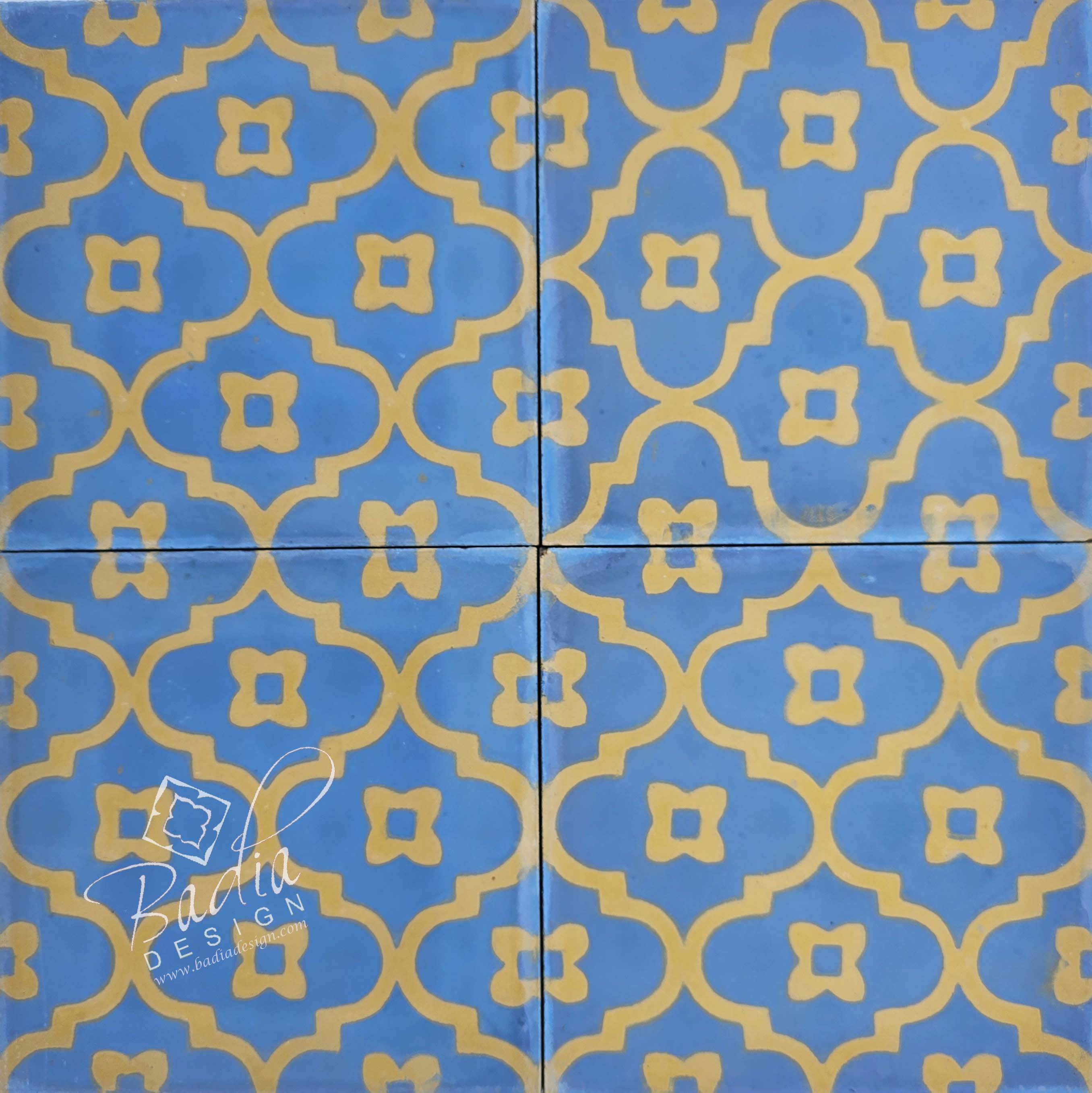 Moroccan Blue and Yellow Cement Floor Tile - CT123