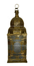 Tall Moroccan Brass Floor Lantern with Frosted Glass