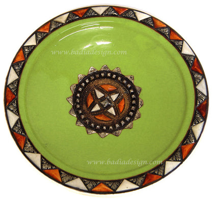 Metal and Camel Bone Ceramic Plate
