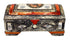 Moroccan Embossed Metal Jewelry Box with Bone Inlay