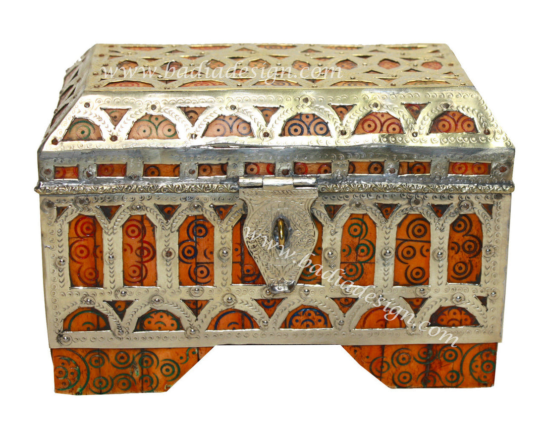 Moroccan Metal and Bone Jewelry Box from Badia Design Inc.