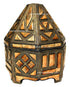 Moroccan Large Embossed Metal and Orange Bone Inlay Container
