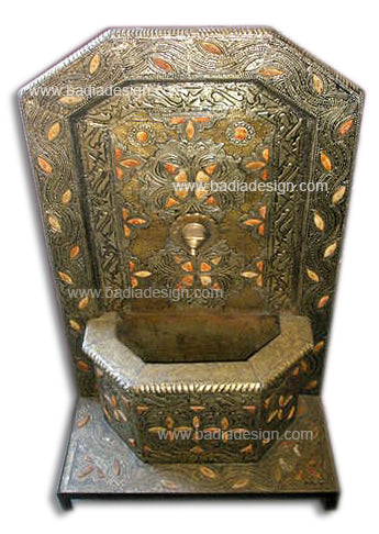 Moroccan Metal and Bone Wall Fountain