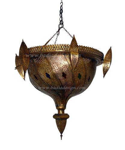 Moroccan Chandelier with Multi-Color Glass