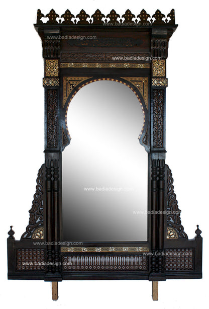 Ornate Mother of Pearl Inlay Cabinet with Mirror