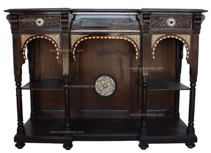 Ornate Mother of Pearl Inlay Cabinet with Mirror