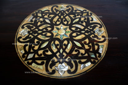 Ornate Mother of Pearl Inlay Cabinet with Mirror