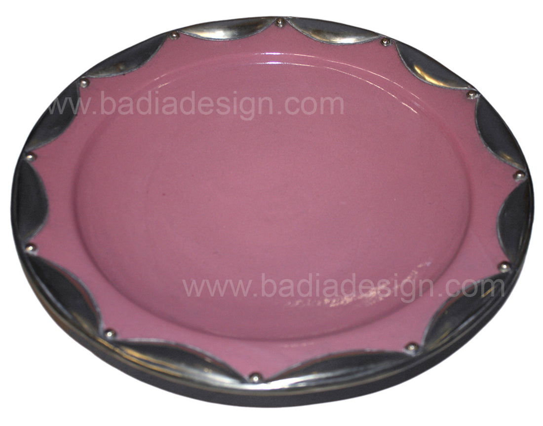 Ceramic Plate with Silver Metal Rim