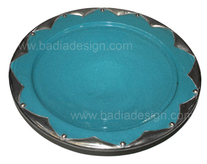 Ceramic Plate with Silver Metal Rim
