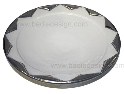 Ceramic Plate with Silver Metal Rim