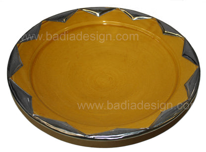 Ceramic Plate with Silver Metal Rim
