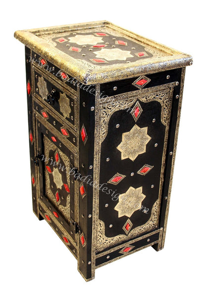 Premium Leather Cabinet with Orange Bone Inlay