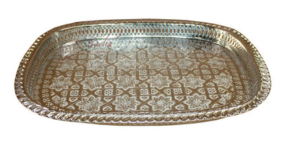 Rectangular-Shaped Moroccan Engraved Silver Tray