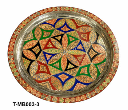 Decorative Moroccan tray with geometric pattern on a white background