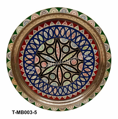 Decorative Moroccan tray with geometric pattern on a white background