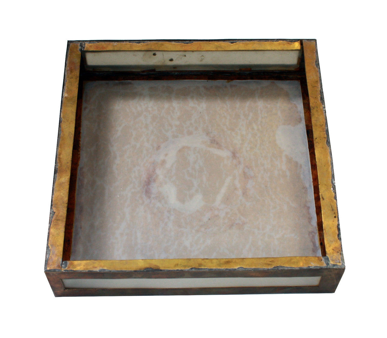 Square Brass Wall Sconce with White Glass