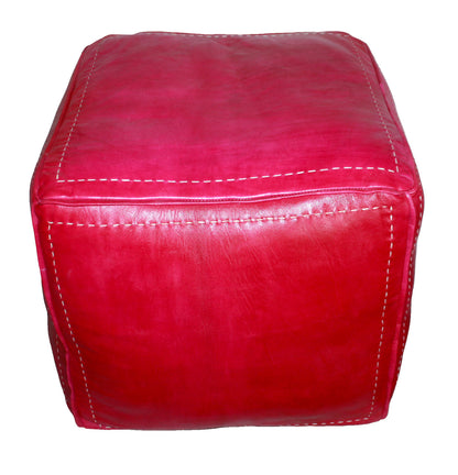 Moroccan Square Premium Leather Ottoman