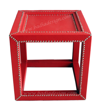 Square Embossed Metal and Premium Leather Table